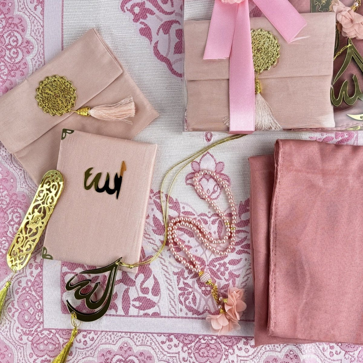 Prayer Rug Mat, Rose Color Prayer Set - Islamic Gift image 9