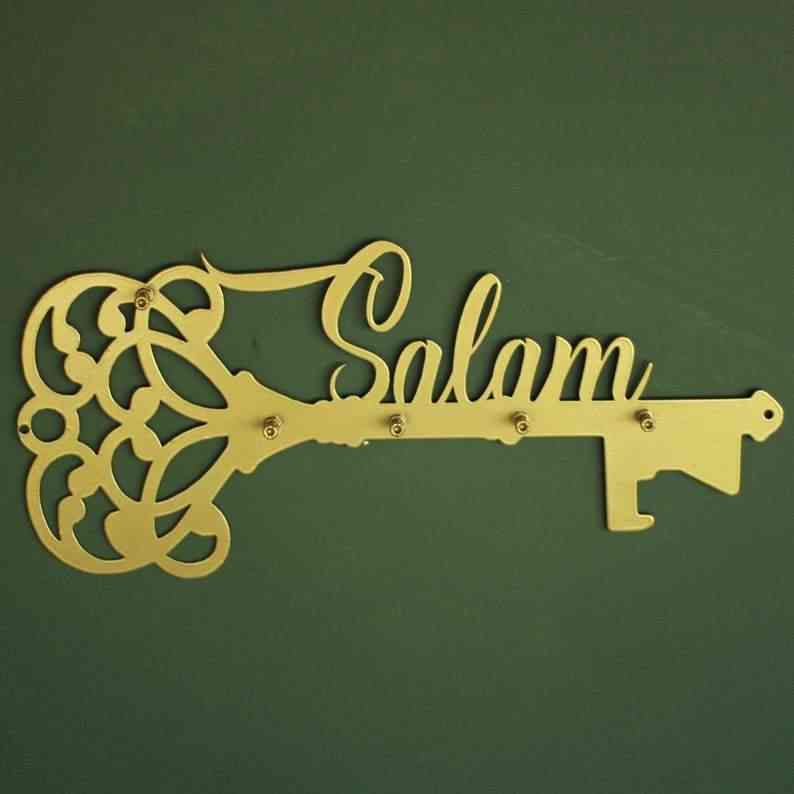 Salam Key Holder Latin Calligraphy Islamic Wall Art Decor image 1