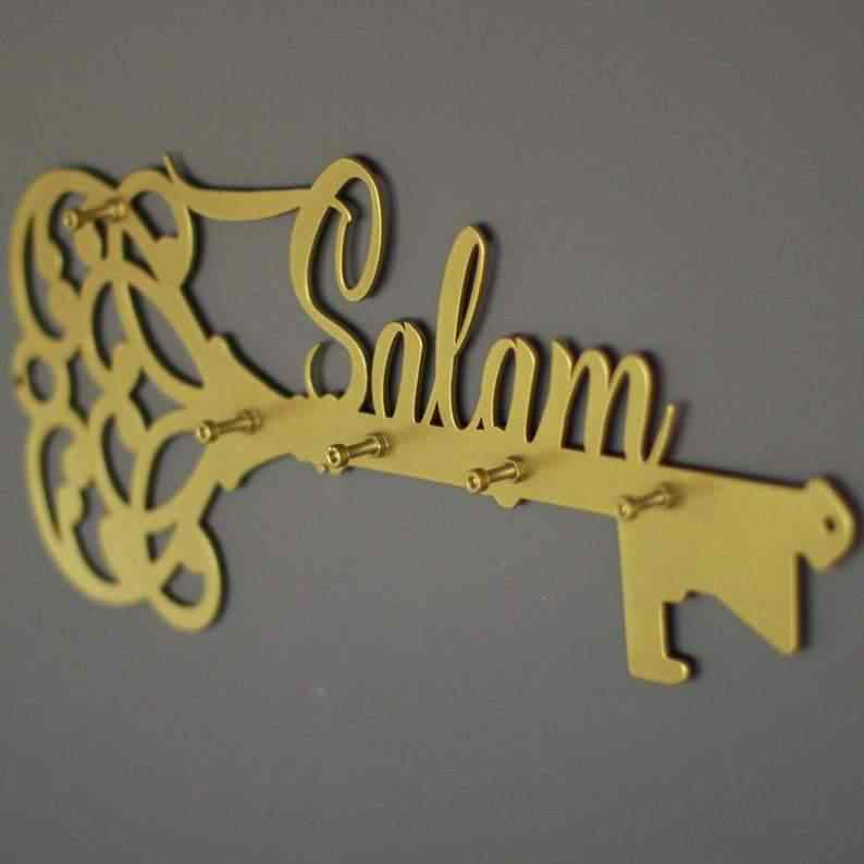 Salam Key Holder Latin Calligraphy Islamic Wall Art Decor image 4
