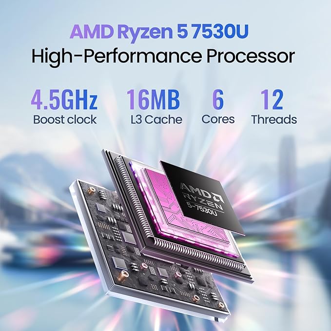 HP 255 G10 15.6 FHD Business Laptop 2025 Updated, AMD Ryzen 5 7530U (Beats i7-1165G7),32GB RAM - 1TB PCIe SSD, Webcam, Windows 11 Pro, Office Pro Permanent with LTP Accessories image 3