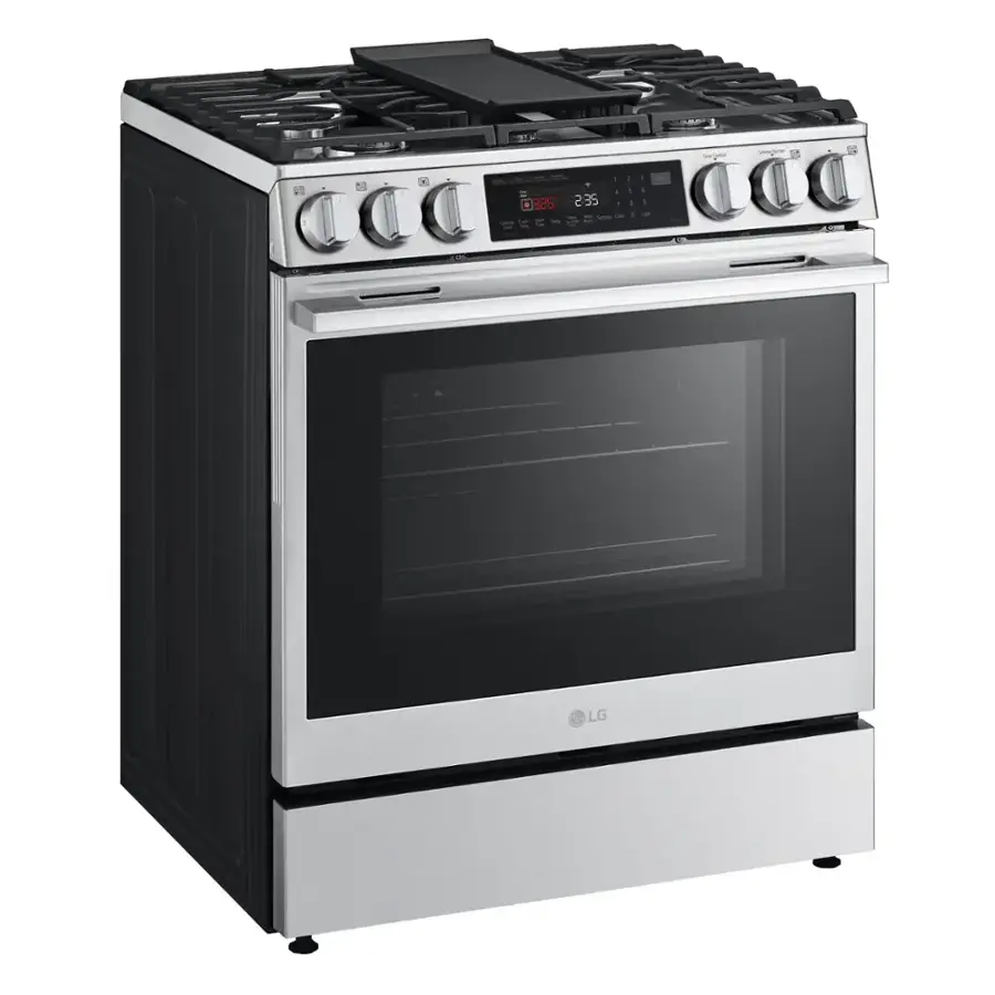 LG - 6.3 Cu. Ft. Slide-In Gas True Convection Smart Range with EasyClean, Air Fry, and Flex Control Knobs - Printproof Stainless Steel image 3