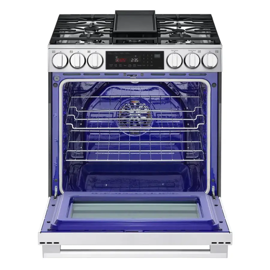 LG - 6.3 Cu. Ft. Slide-In Gas True Convection Smart Range with EasyClean, Air Fry, and Flex Control Knobs - Printproof Stainless Steel image 4