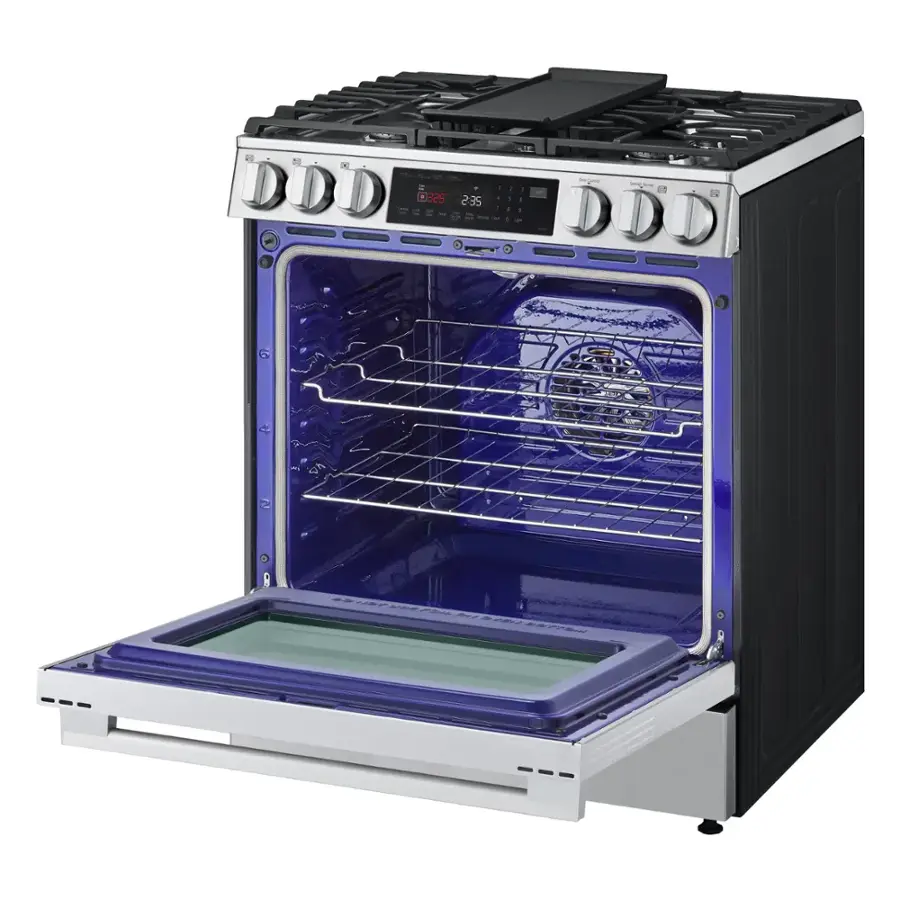 LG - 6.3 Cu. Ft. Slide-In Gas True Convection Smart Range with EasyClean, Air Fry, and Flex Control Knobs - Printproof Stainless Steel image 5
