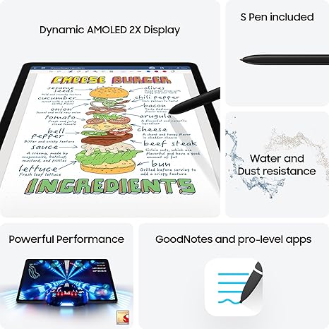 Samsung Galaxy Tab S9 11” 128GB WiFi 7 Android AI Tablet, Snapdragon 8 Gen 2 Processor, AMOLED Screen, Durable Design, S Pen Included, Long Battery Life, Auto Focus Camera, US Version, 2023, Graphite image 4