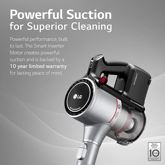 LG CordZero A925 – Cordless Stick Vacuum Cleaner, 120 Minute Runtime w/Extra Rechargeable Battery, Dual Floor Max 2024 Update, Lightweight, Cleans Carpet, Hardwood, Pet Hair, Portable Charging Stand image 3