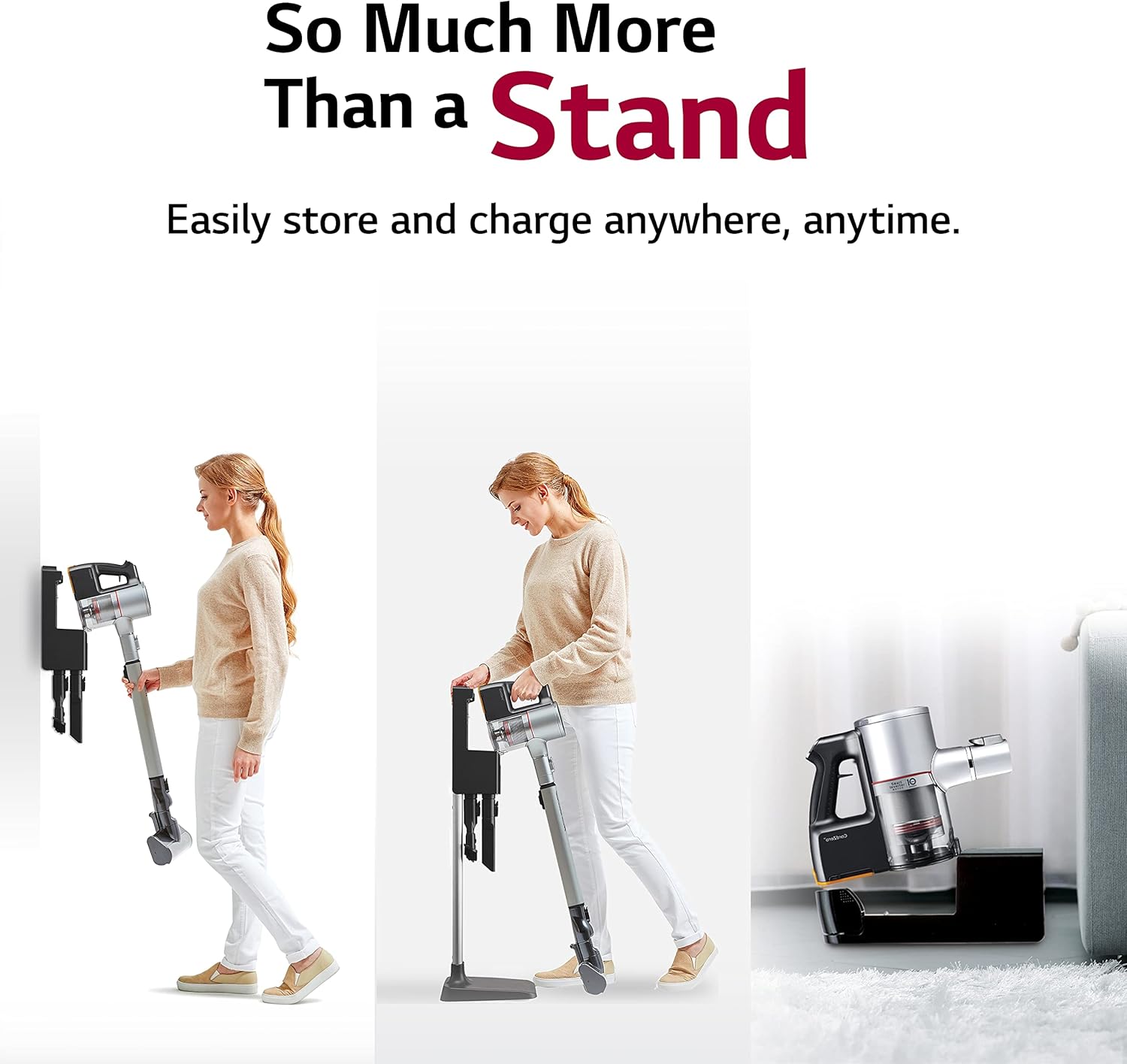 LG CordZero A925 – Cordless Stick Vacuum Cleaner, 120 Minute Runtime w/Extra Rechargeable Battery, Dual Floor Max 2024 Update, Lightweight, Cleans Carpet, Hardwood, Pet Hair, Portable Charging Stand image 6
