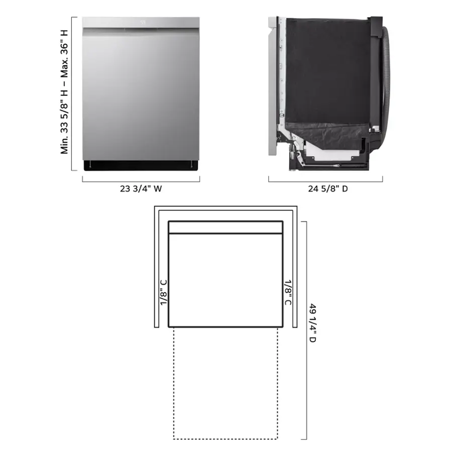 LG - 24" Top Control Smart Built-In Stainless Steel Tub Dishwasher with 3rd Rack, QuadWash Pro and 42dba - PrintProof Stainless steel image 2