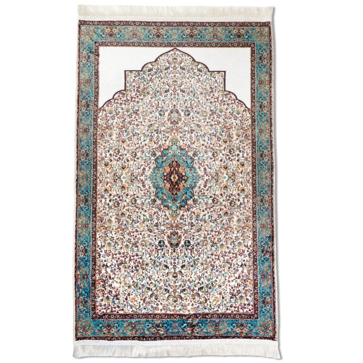 Islamic Prayer Rugs - Aqua & Beige Ornate Design image 7