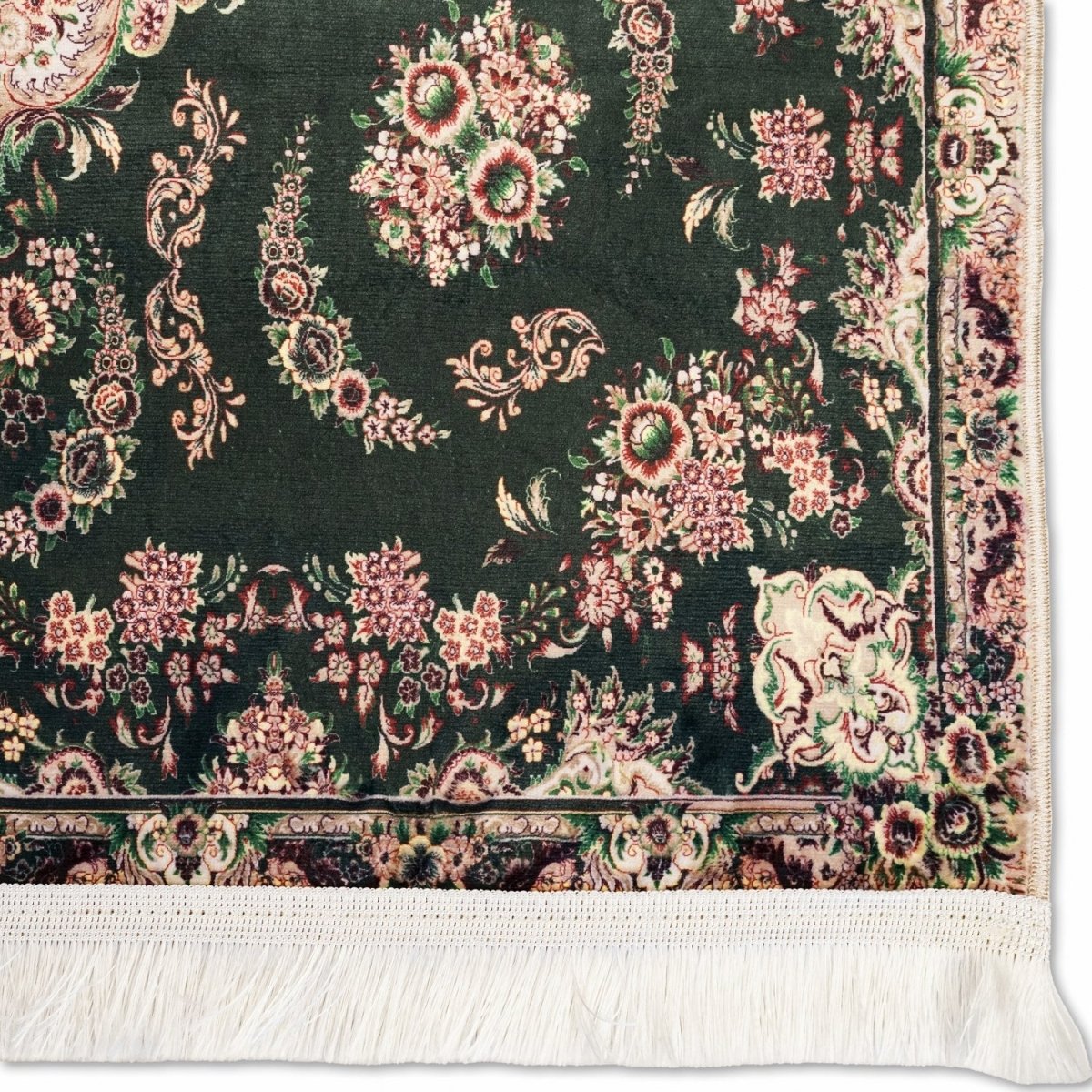 Muslim Prayer Rug - Green & Pink Floral Style image 2