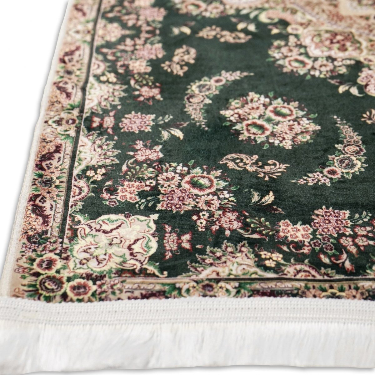 Muslim Prayer Rug - Green & Pink Floral Style image 3