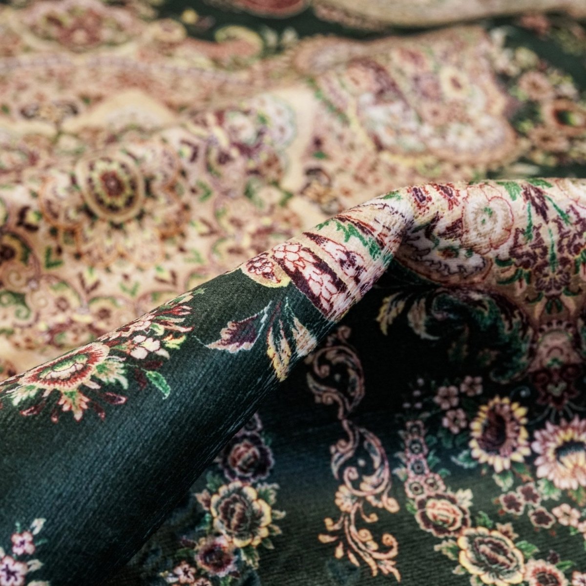 Muslim Prayer Rug - Green & Pink Floral Style image 5