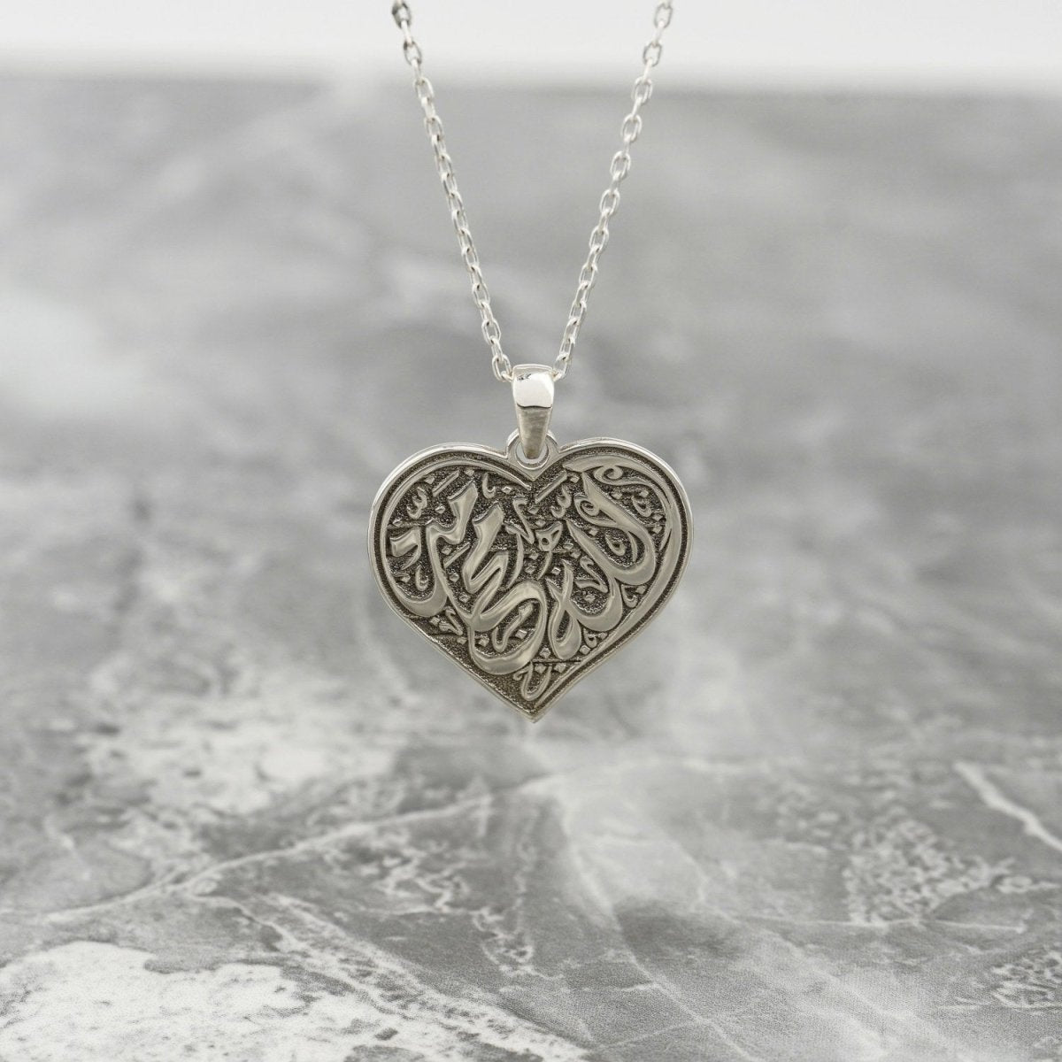 Allah & Muhammad Written Muslim Jewelry - Heart Shaped Pendant image 2