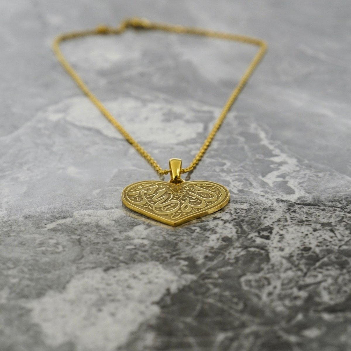 Allah & Muhammad Written Muslim Jewelry - Heart Shaped Pendant image 3