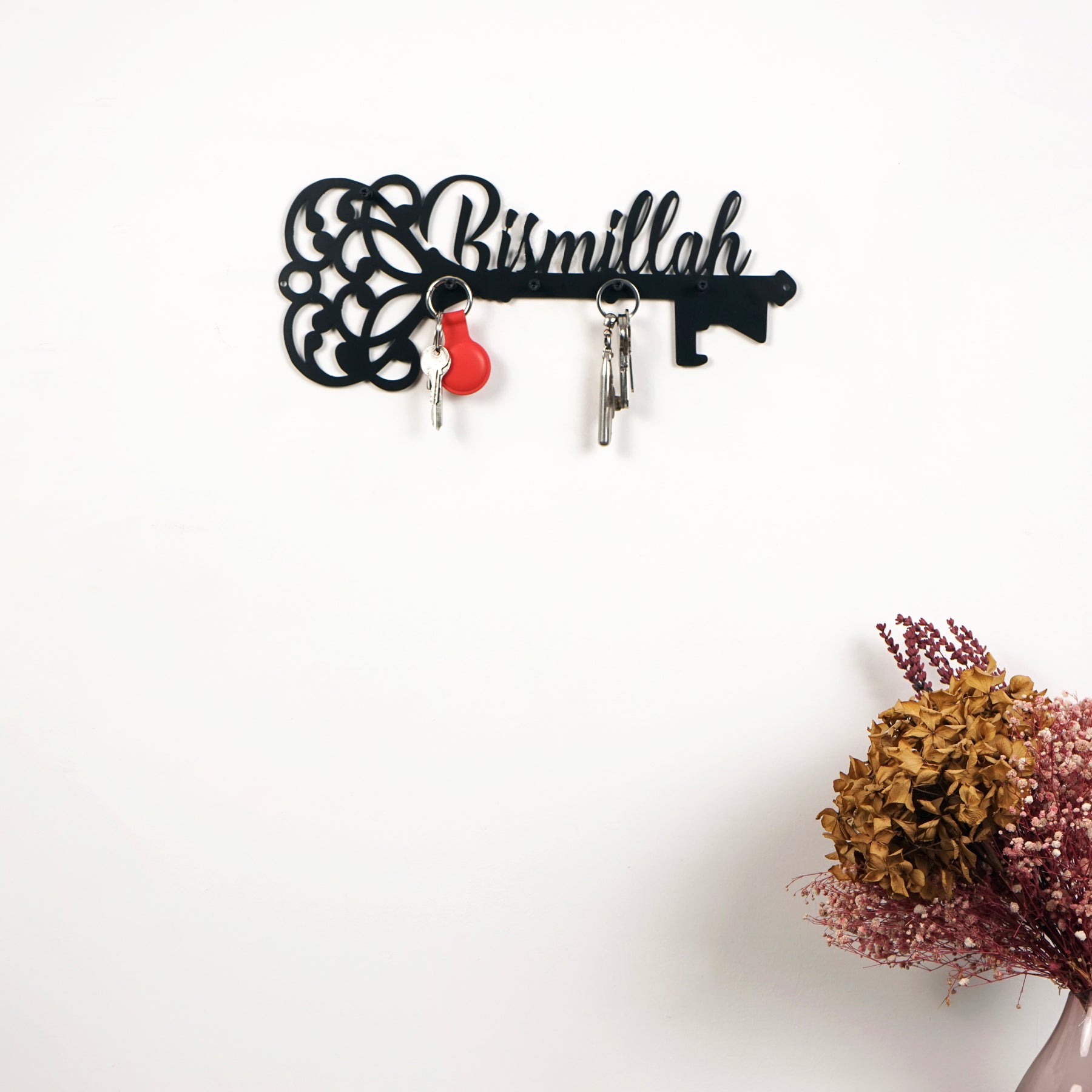 Bismillah Key Holder Latin Calligraphy Islamic Wall Art Decor image 2