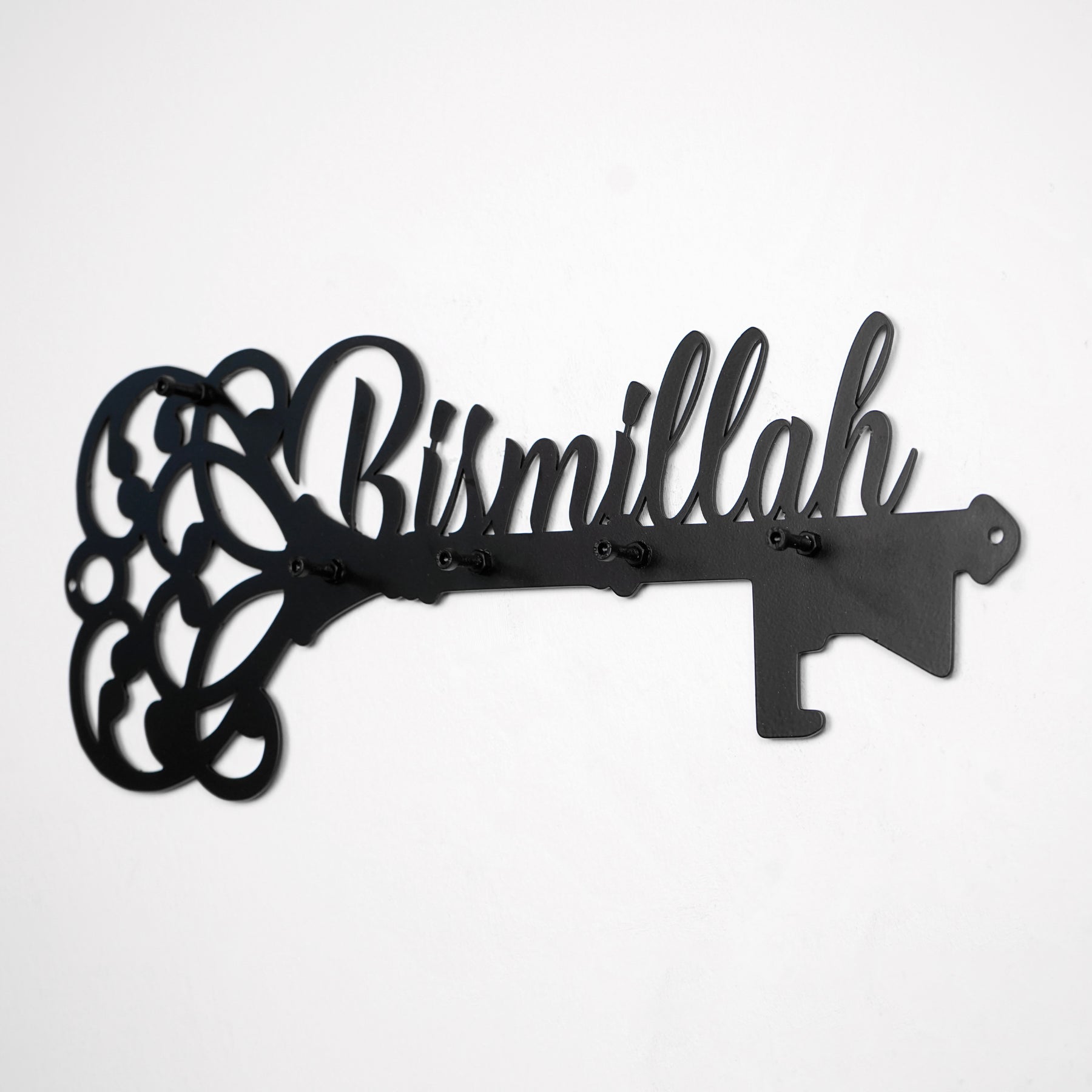 Bismillah Key Holder Latin Calligraphy Islamic Wall Art Decor image 7