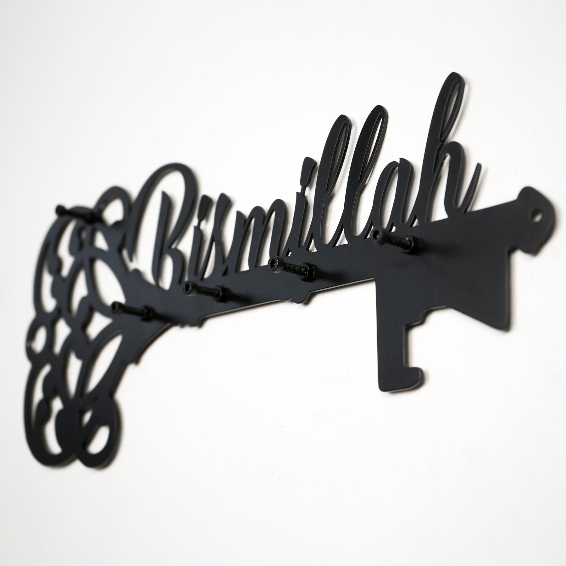 Bismillah Key Holder Latin Calligraphy Islamic Wall Art Decor image 8