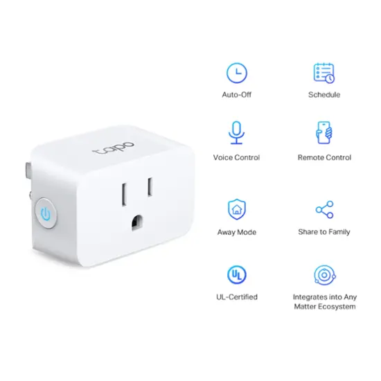 TP-Link - Tapo Smart Wi-Fi Plug Mini with Matter (3-pack) - White image 3