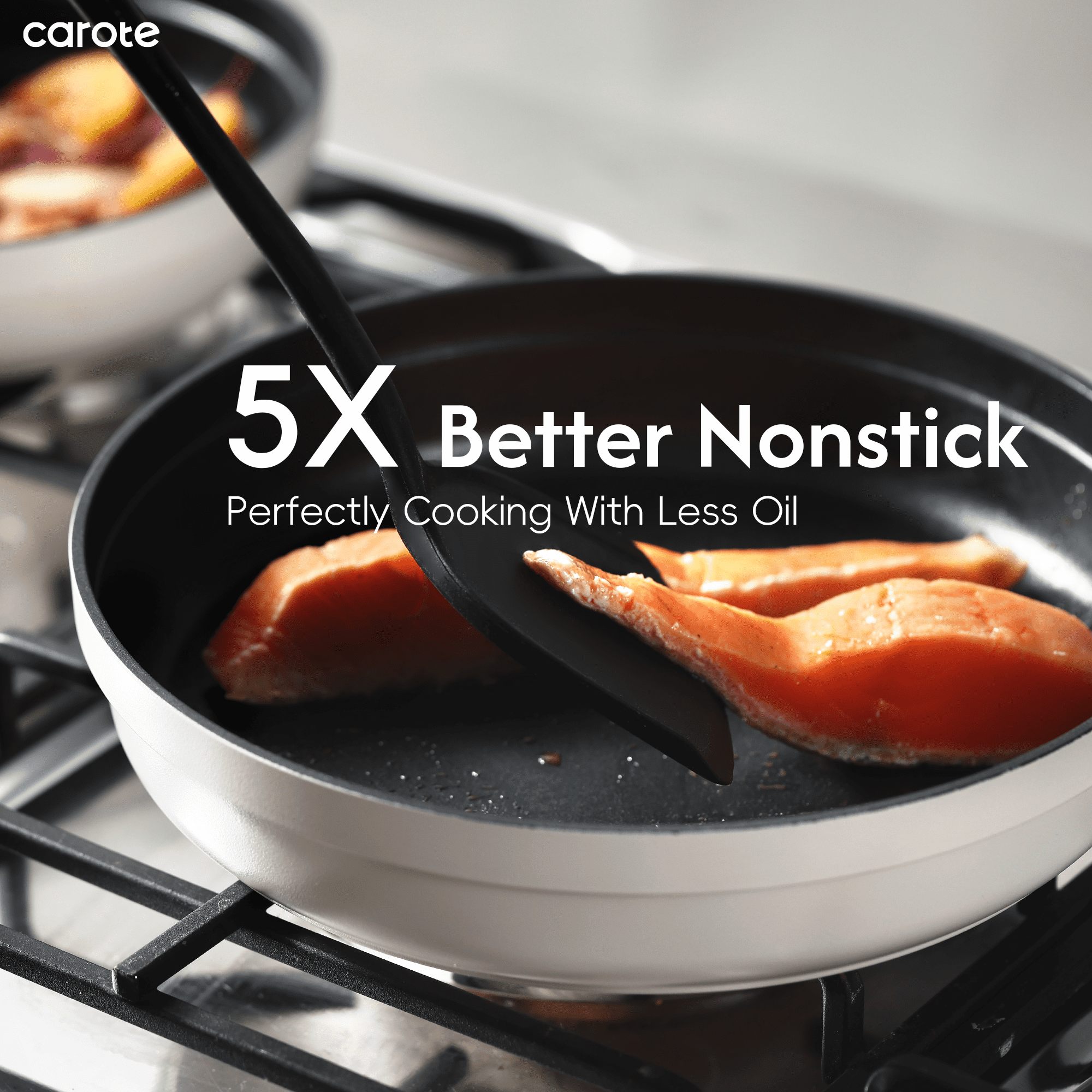 Carote Nonstick Pots and Pans with Detachable Handle, 14Pcs Premium Kitchen Cookware Sets, White image 3