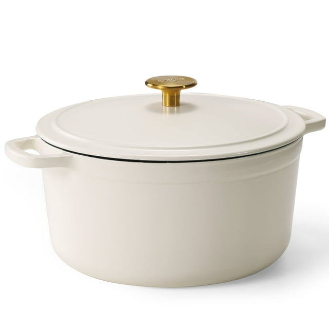 Carote Enameled Cast Iron Dutch Oven, 5QT Pot with Lid for Cooking, Roasting, Baking & Braising, Easy Cleaning, White image 1