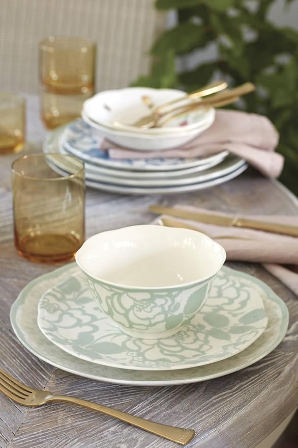 Lenox Butterfly Meadow Cottage 12-Piece Dinnerware Set, 17.45 LB, Sage image 2