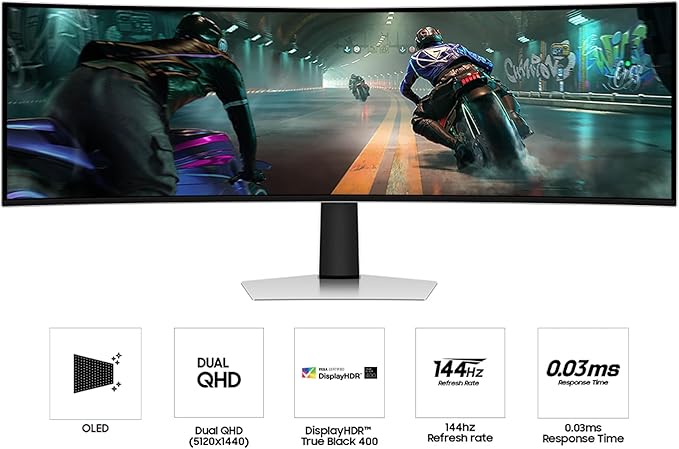Samsung 49" Odyssey OLED G9 (G91SD) Dual QHD QD-OLED G-Sync Compatible Curved Gaming Monitor, 144Hz, 0.03ms, AMD FreeSync Premium Pro, Ergonomic Stand, 3 Year Warranty, LS49DG910SNXZA, 2024 image 2