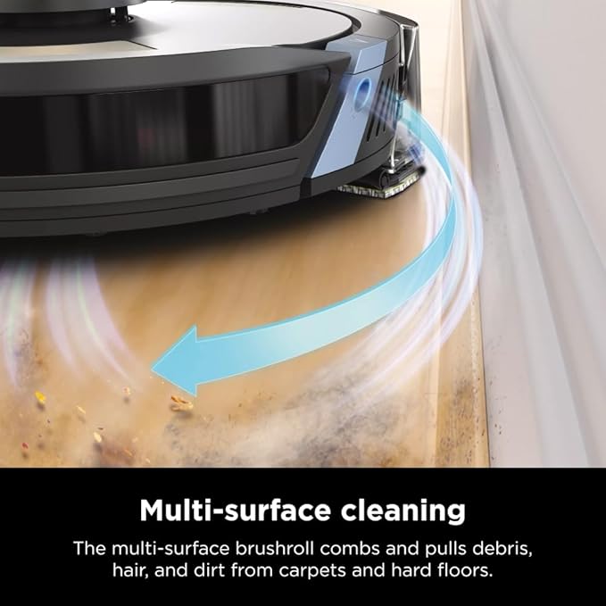 Shark AV2310AE Matrix Self-Emptying Robot Vacuum with No Spots Missed on Carpets and Hard Floors, Precision Home Mapping, Perfect for Pet Hair, Bagless, 45-Day Capacity Base, Wi-Fi Black/Brass image 3