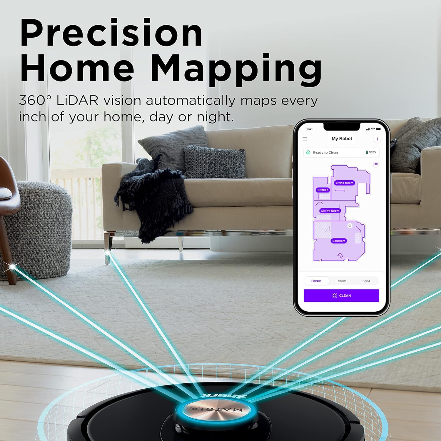 Shark AV2310AE Matrix Self-Emptying Robot Vacuum with No Spots Missed on Carpets and Hard Floors, Precision Home Mapping, Perfect for Pet Hair, Bagless, 45-Day Capacity Base, Wi-Fi Black/Brass image 6