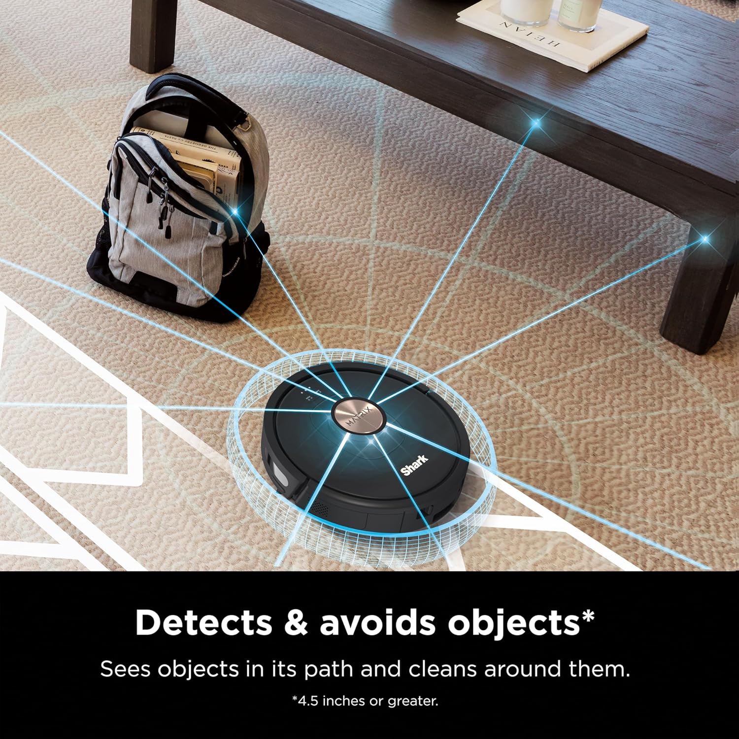 Shark AV2310AE Matrix Self-Emptying Robot Vacuum with No Spots Missed on Carpets and Hard Floors, Precision Home Mapping, Perfect for Pet Hair, Bagless, 45-Day Capacity Base, Wi-Fi Black/Brass image 7