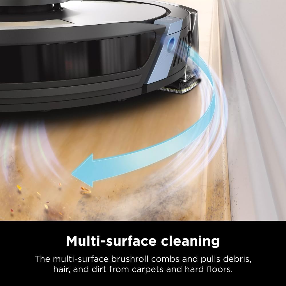 Shark AV2310AE Matrix Self-Emptying Robot Vacuum with No Spots Missed on Carpets and Hard Floors, Precision Home Mapping, Perfect for Pet Hair, Bagless, 45-Day Capacity Base, Wi-Fi Black/Brass image 9