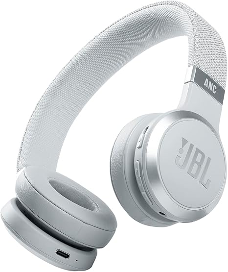 JBL Live 460NC wireless on-ear Noise Cancelling headphones with 50H battery, microphone for calls, lightweight and comfortable, and Alexa Built-in (Optimized for Android), iOS compatible (White) image 1