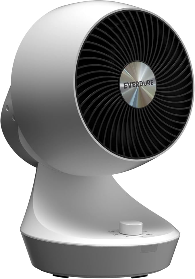 Everdure 9” Oscillating Desk or Table Fan, 3 Speed Settings, Targeted Airflow Control, Low Noise, Modern Design, Portable, Perfect Cooling Fan for Bedroom, Living Room, Home Office, White image 1