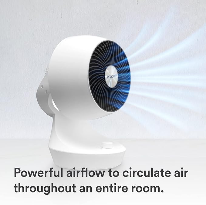 Everdure 9” Oscillating Desk or Table Fan, 3 Speed Settings, Targeted Airflow Control, Low Noise, Modern Design, Portable, Perfect Cooling Fan for Bedroom, Living Room, Home Office, White image 4