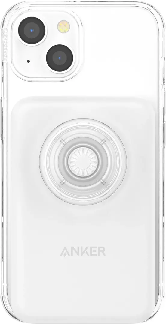 PopSockets - x Anker MagGo 5000 mAh Portable Magnetic Battery Charger with Grip for MagSafe Compatible Devices - White and Clear image 3