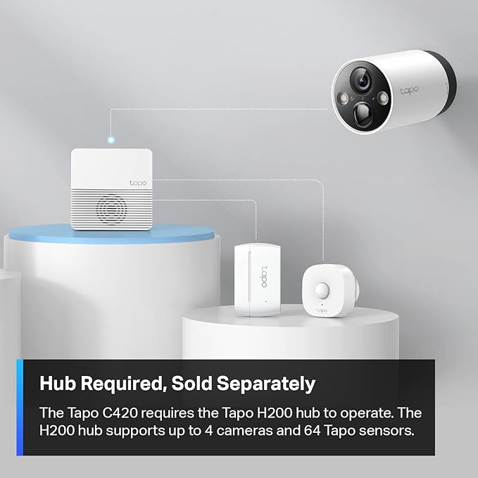 TP-Link Outdoor Wireless Security Camera | Add On | 2K QHD | Color Night Vision | Starlight Sensor | Person/Vehicle Detection | 180D Battery | Hub Required (Tapo H200), Sold Separately | (Tapo C420) image 2
