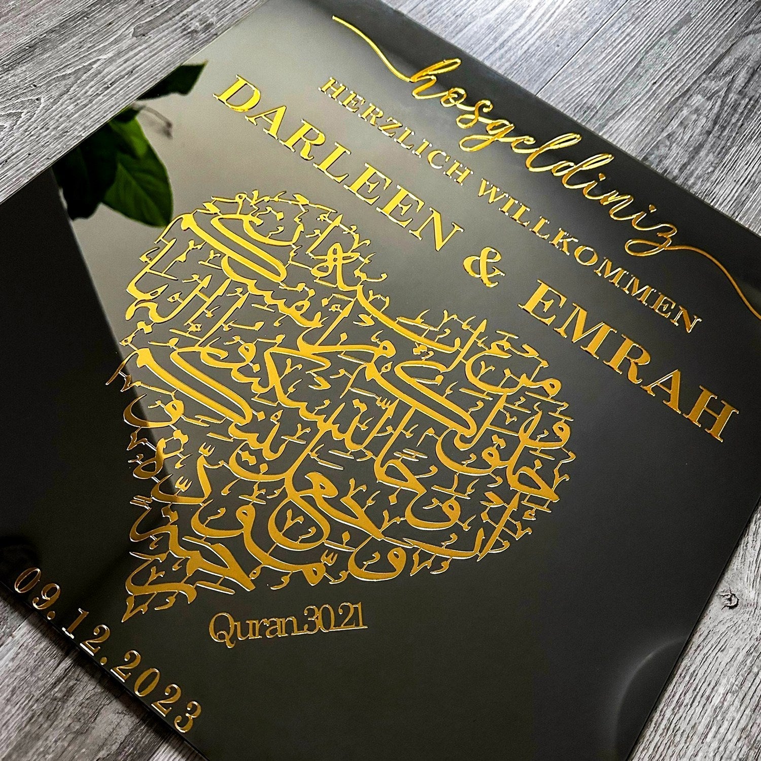 Nikkah Sign – Love & Mercy Surah Rum 21, Muslim Wedding Glass Decor image 4