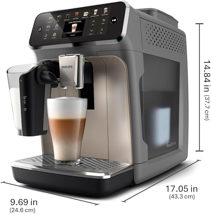 PHILIPS 4400 Series Fully Automatic Espresso Machine – 12 Hot & Iced Coffees, Quick-to-Clean LatteGo Milk System, SilentBrew, QuickStart, Ceramic Grinder, Black Chrome (EP4444/90) image 3