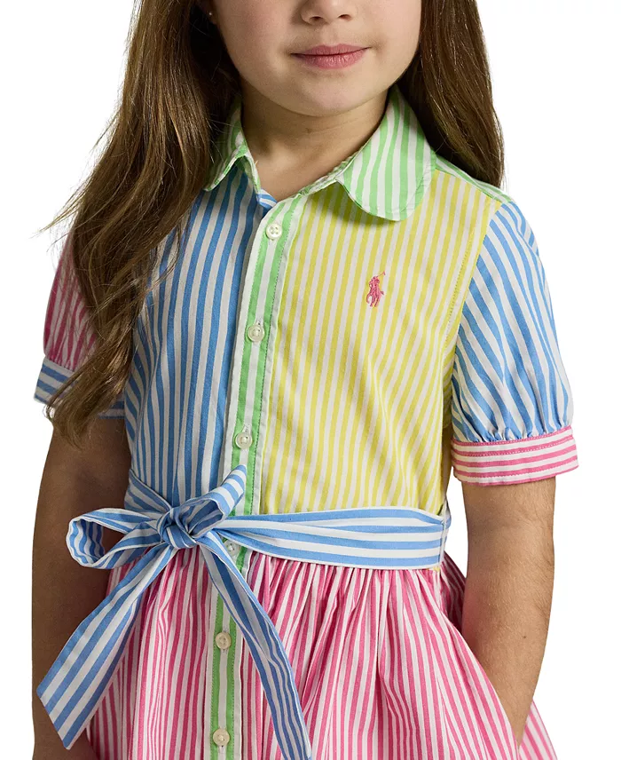 Toddler and Little Girls Striped Cotton Fun Shirtdress image 2