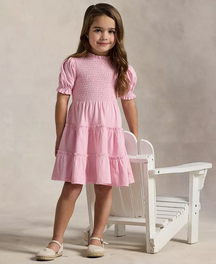 Toddler and Little Girls Smocked Cotton Jersey Dress image 4