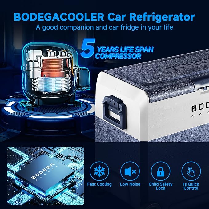 BODEGACOOLER 12 Volt Refrigerator,64 Quart Car Fridge Dual Zone WIFI APP Control,60L Portable Refrigerator Freezer, -4℉-68℉,12v Cooler Fridge,12/24V DC and 100-240V AC for Outdoor,Camping,Travel image 5