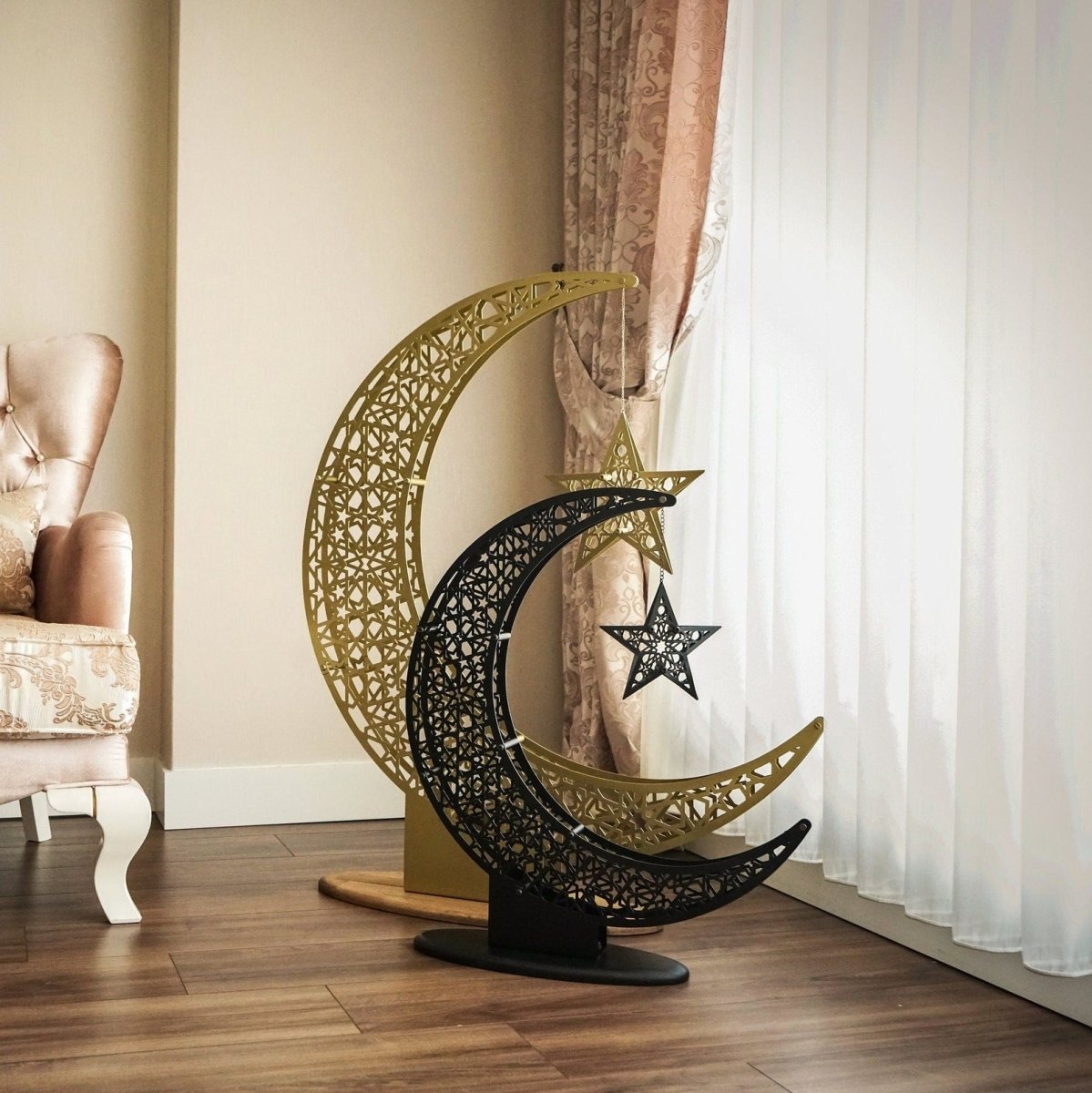 Crescent & Star Ramadan Decor - Metal Islamic Home Decoration image 3