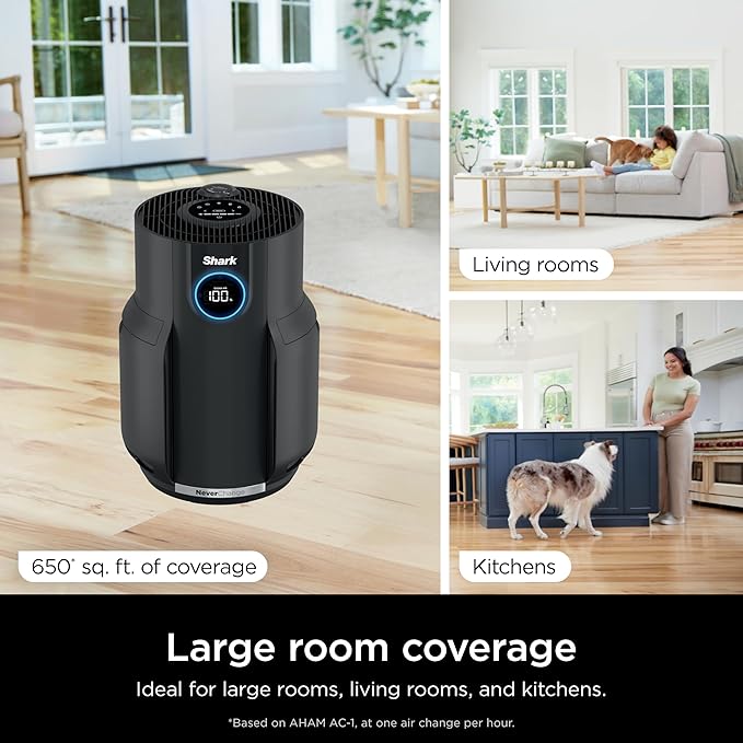  Shark Air Purifiers for Home Large Room with NeverChange Air Filter, 5 Year HEPA Filter, Covers 650 Sq. ft, Odor Neutralizer and Clean Sense Technology, Removes 99.98% of Dust & Allergens, HP152 image 2