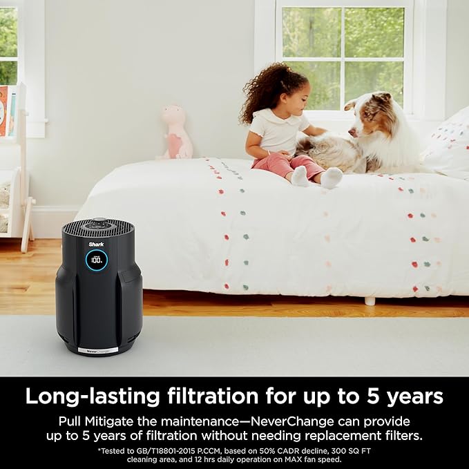  Shark Air Purifiers for Home Large Room with NeverChange Air Filter, 5 Year HEPA Filter, Covers 650 Sq. ft, Odor Neutralizer and Clean Sense Technology, Removes 99.98% of Dust & Allergens, HP152 image 3