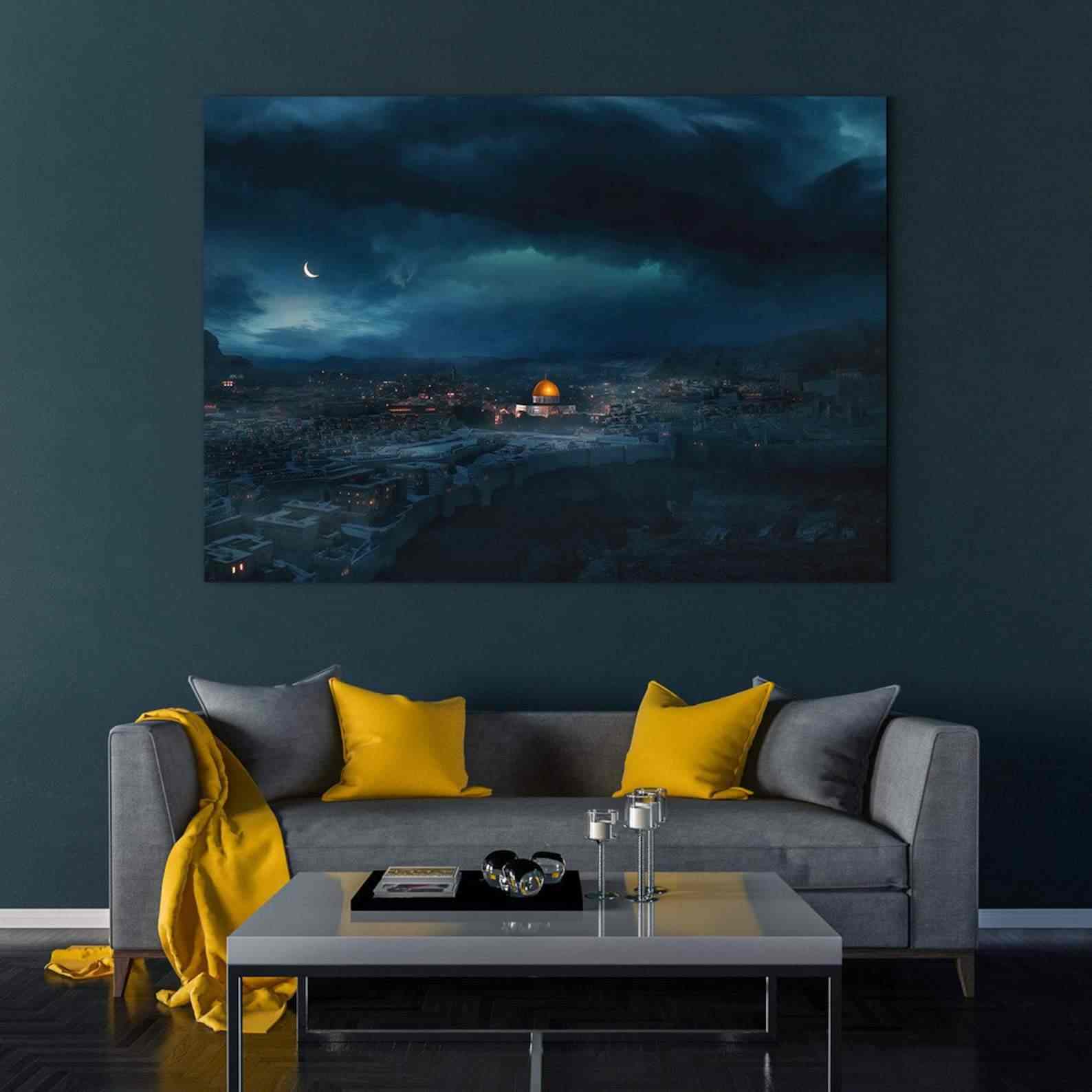 Masjid Al Aqsa Night View - Islamic Wall Art Canvas Print image 2