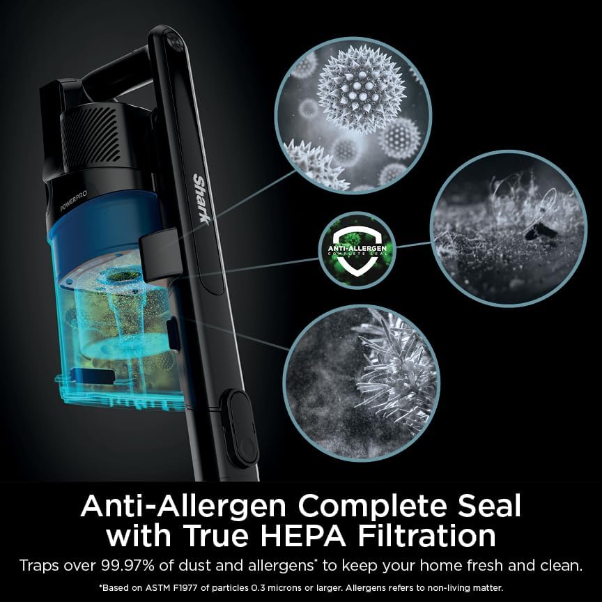 Shark PowerPro Plus Cordless Stick Vacuum, Lightweight, Rechargeable, FloorDetect Technology, HEPA Filter, Up to 50-Minute Runtime, Powerful Pet Hair Pickup, Carpets & Hard Floors, Pure Water, IZ377H image 7