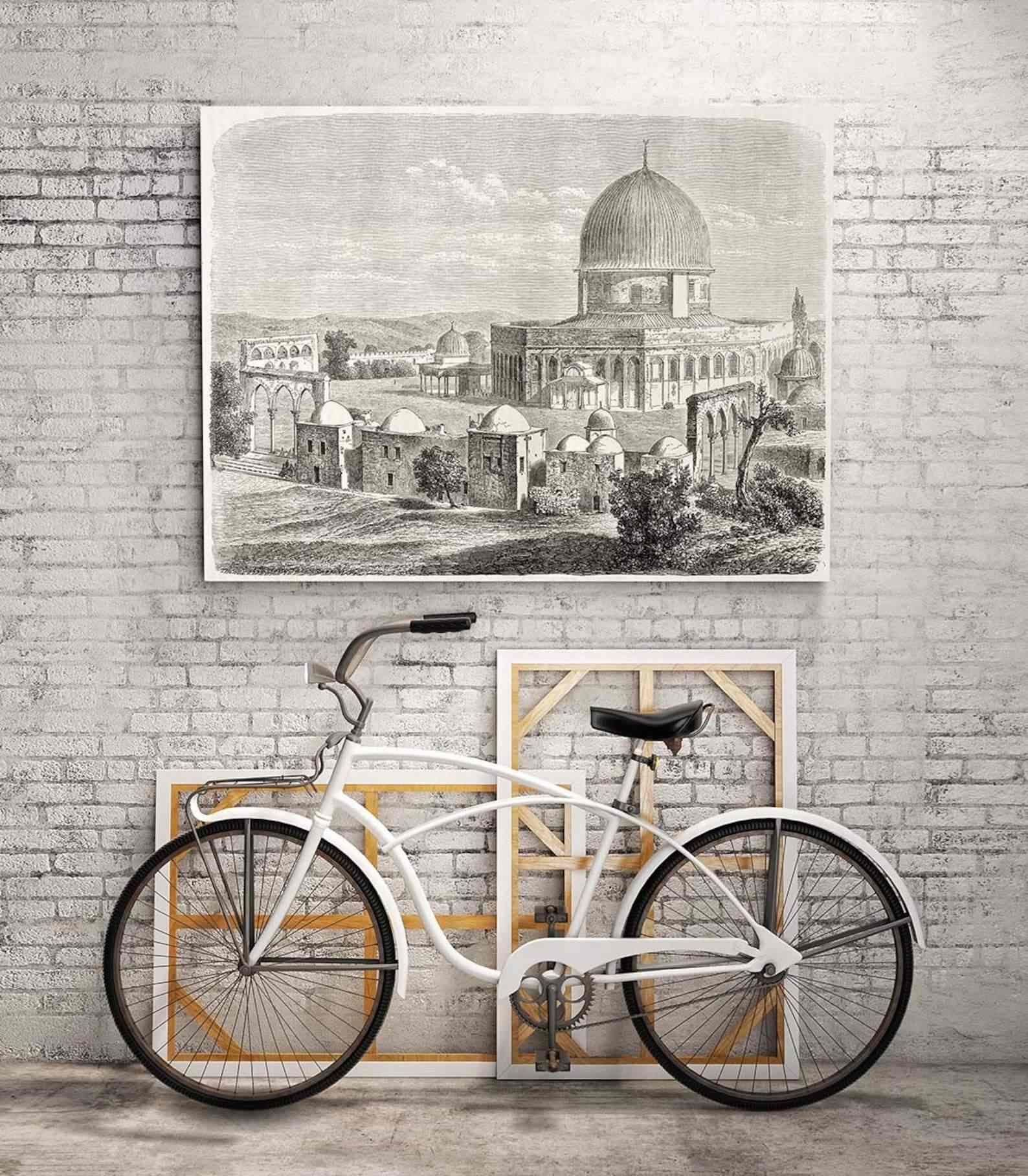 Islamic Canvas Wall Art - Masjid Al Aqsa Historical Sketch Dome of the Rock image 3