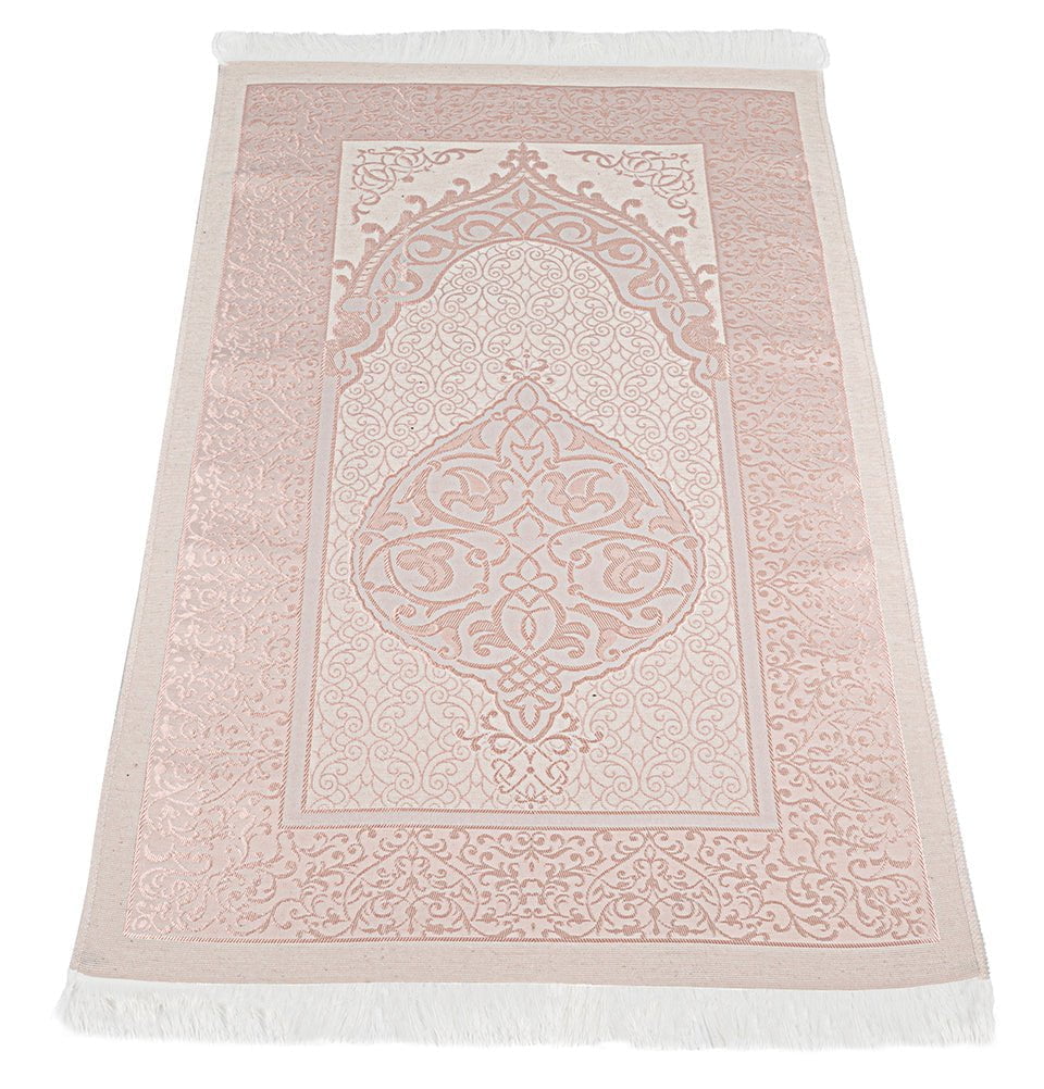 Eid Mubarak Gift Set - Prayer Rug, Dua Book and Prayer Beads in Satin Bag - Pink image 4