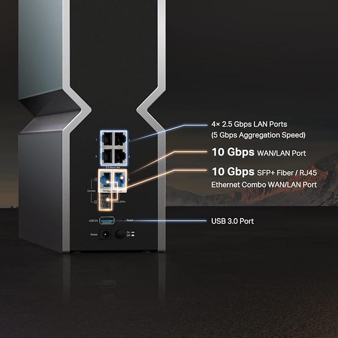 TP-Link Tri-Band BE19000 WiFi 7 Router (Archer BE800) | 12-Stream 19 Gbps | 2 × 10G + 4 × 2.5G Ports | LED Screen | 8 High-Performance Antennas | VPN, Easy Mesh, 4×4 MU-MIMO, HomeShield, Private IoT image 4