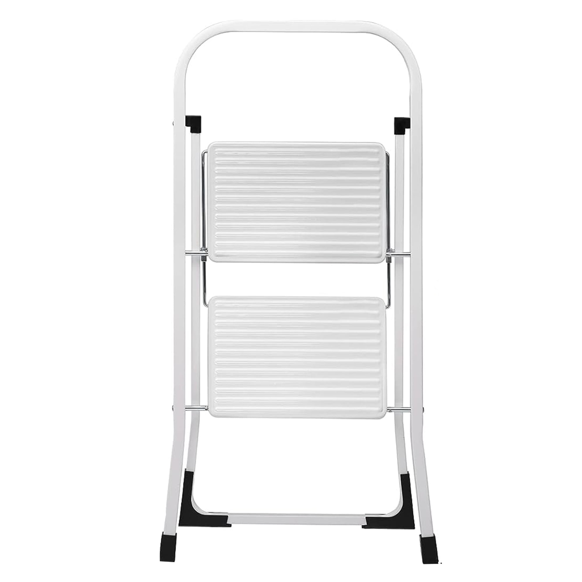 Open Box Delxo Folding Portable Steel Non Slip 2 Stepladder w/Hand Grip, White image 3