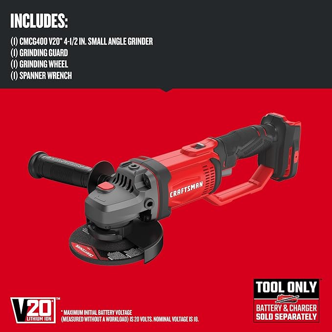 CRAFTSMAN V20* Angle Grinder, Small, 4-1/2-Inch, Tool Only (CMCG400B) image 2