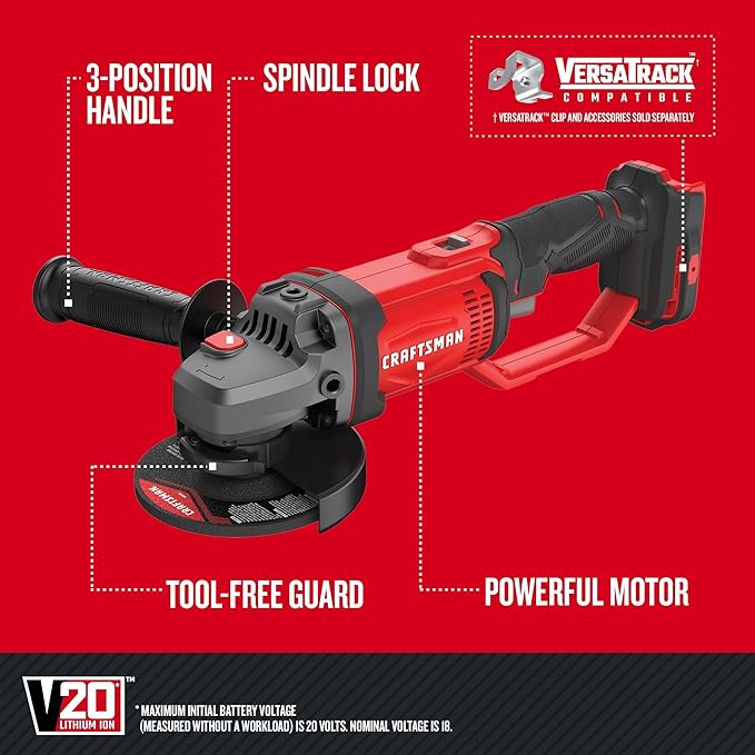 CRAFTSMAN V20* Angle Grinder, Small, 4-1/2-Inch, Tool Only (CMCG400B) image 3